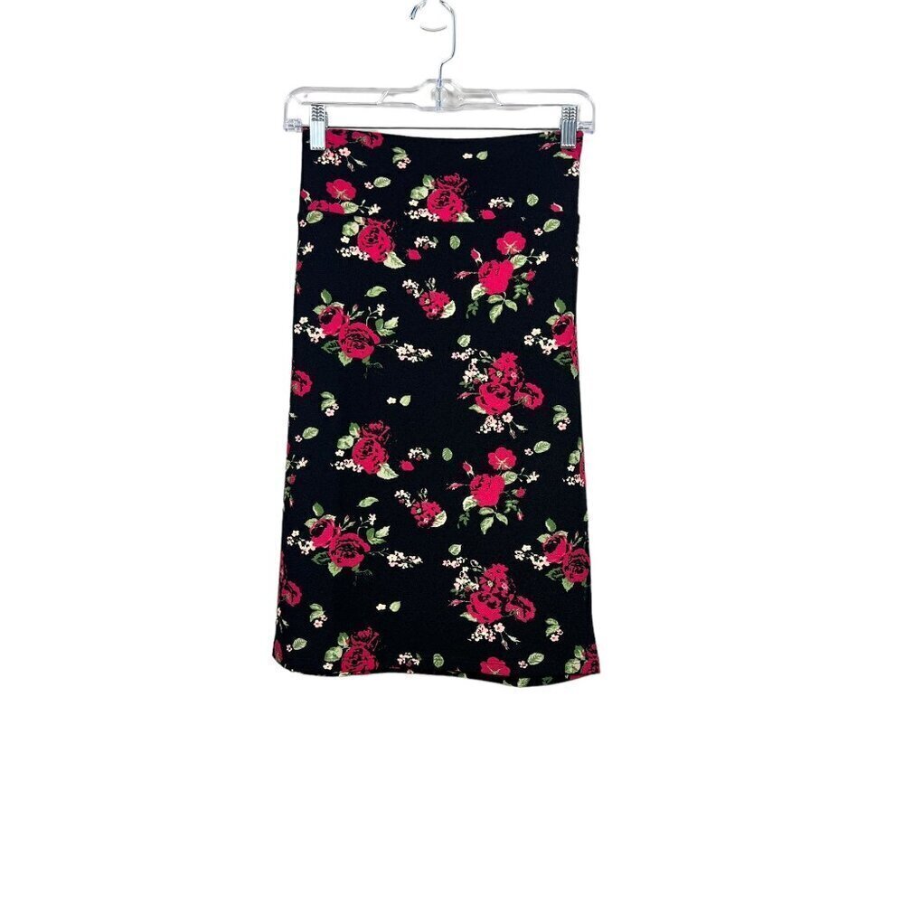 LuLaRoe Cassie Women's Straight Black Floral Skirt